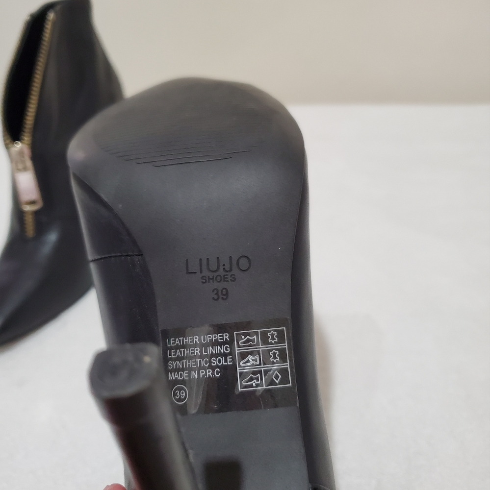LIU JO Black Leather Ankle Boots Size 8.5 - Picture 8 of 10